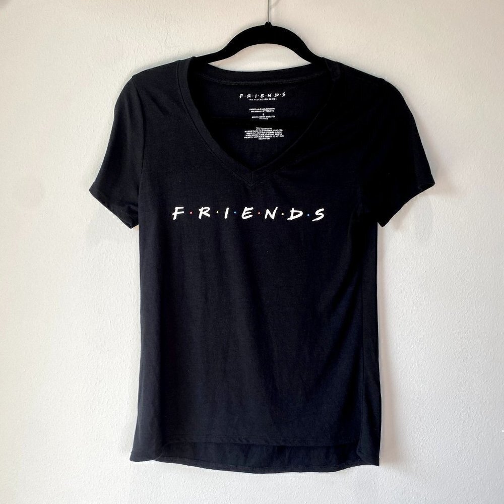 FRIENDS Black V Neck Tee S